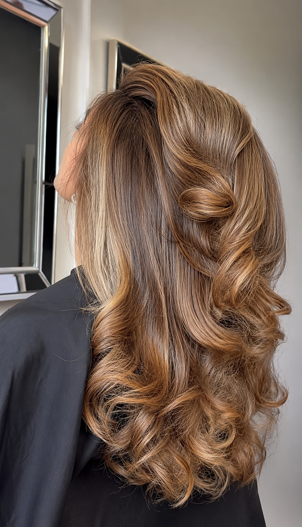 Caramel highlights and curls