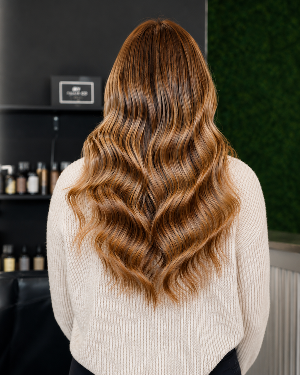 Golden balayage waves